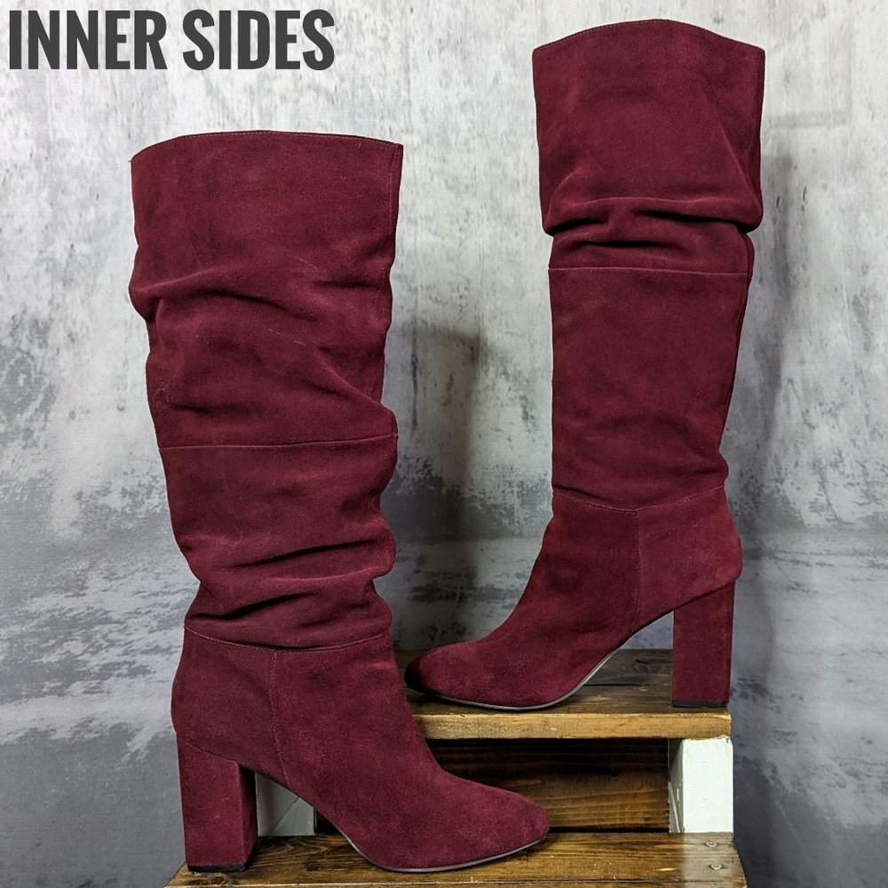 Steve Madden Faola suede slouch tall boots, burgundy, size 11 - Picture 6 of 11